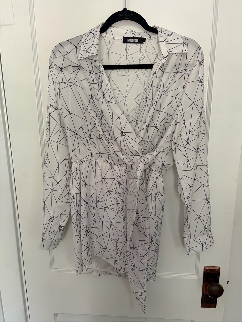 Missguided White Geometric Wrap Romper